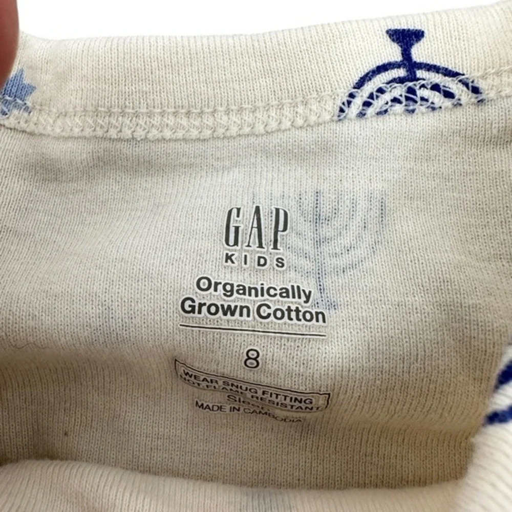 GAP Kids Boys Girls Hanukkah Pajamas Size 8 Organic Cotton Menorah Dreidel Stars